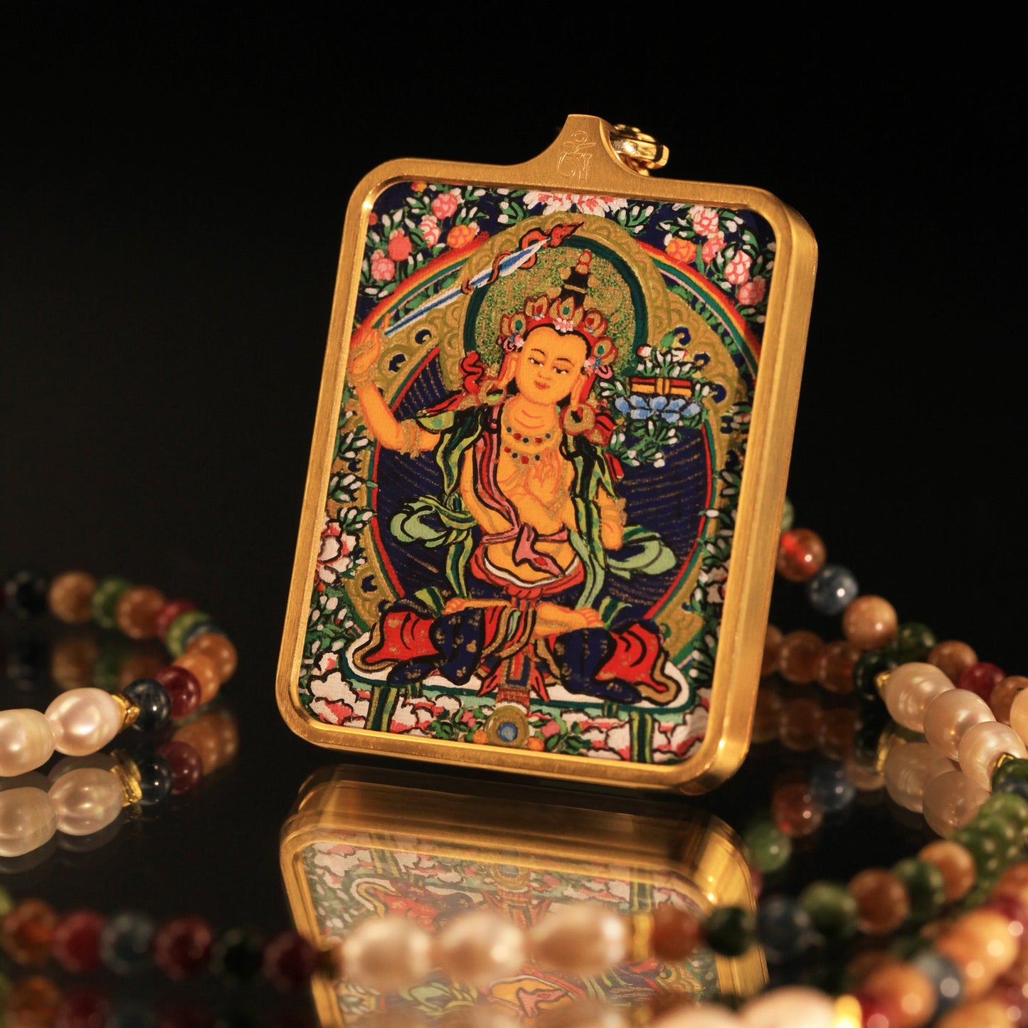 Hand-painted Manjushri Pendant Necklace
