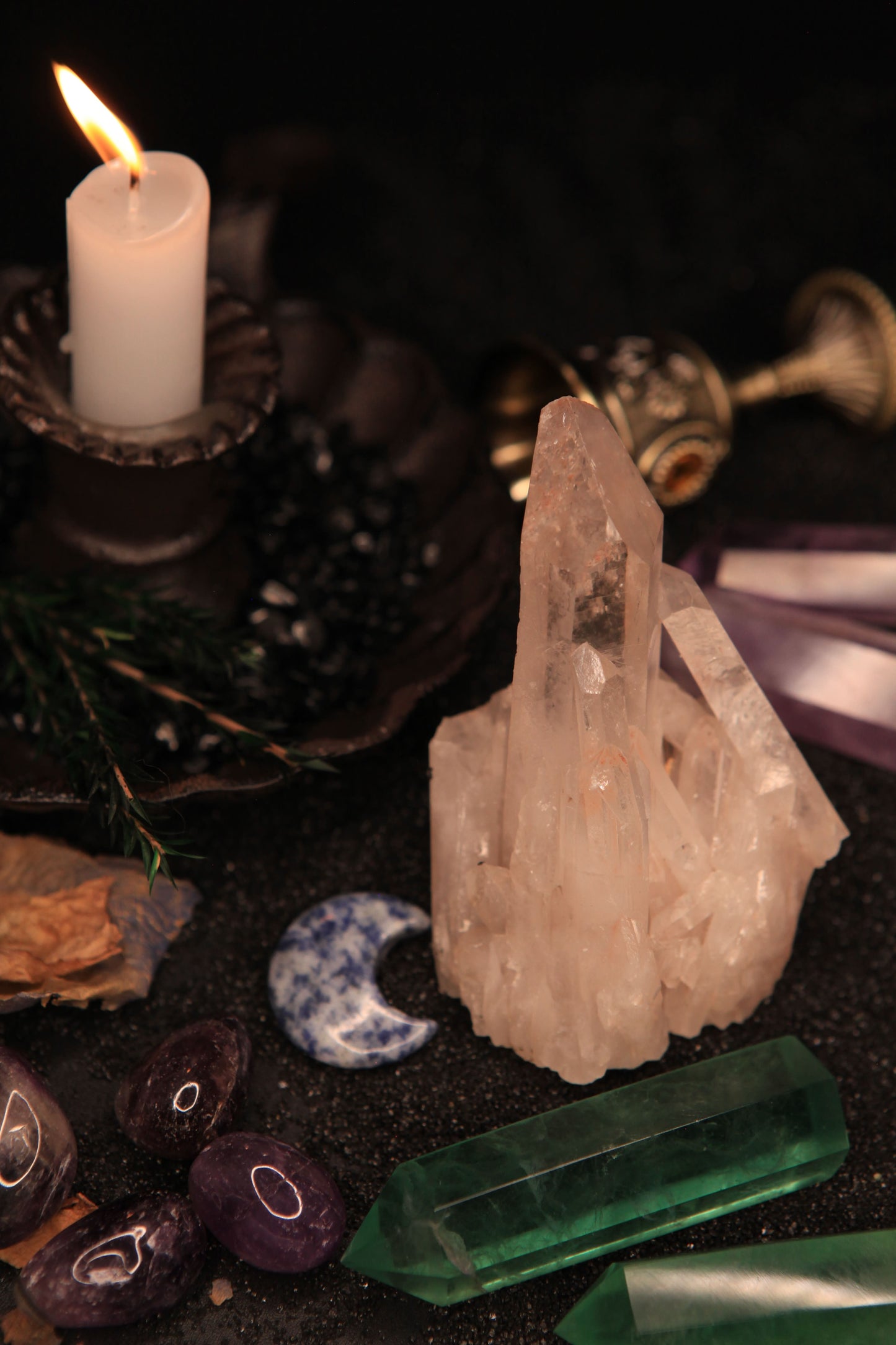 Witch’s Radiant Clear Quartz Cluster for Purification & Magickal Amplification