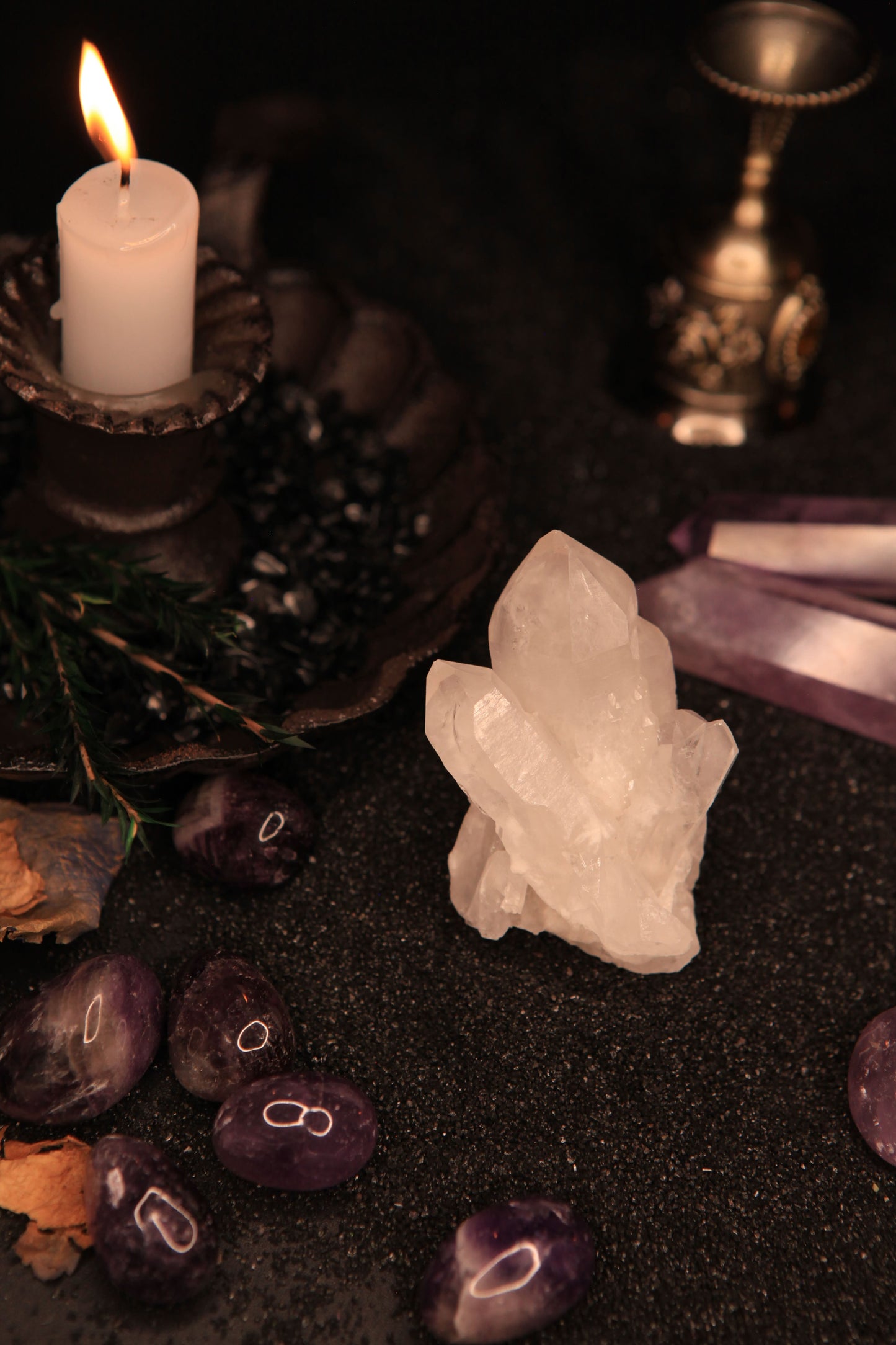 Witch’s Radiant Clear Quartz Cluster for Purification & Magickal Amplification
