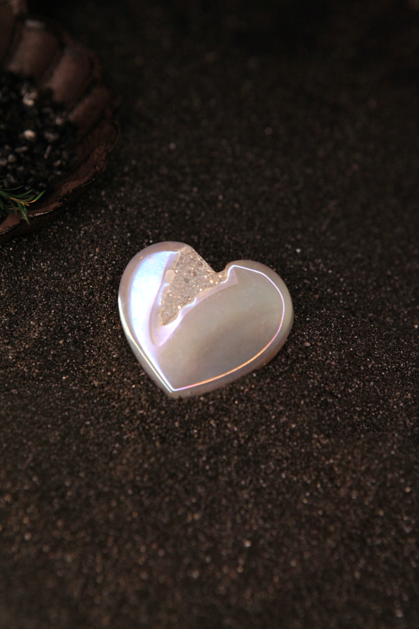 Witch’s Electroplated Crystal Agate Heart for Love & Mystical Enchantment