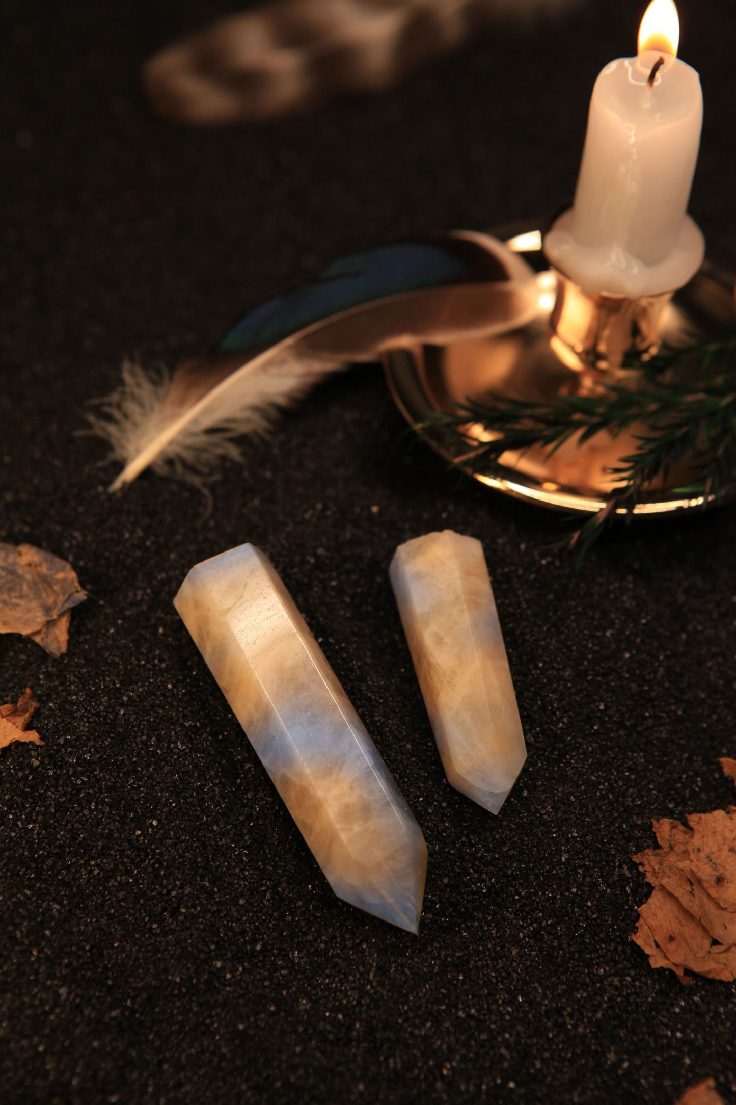 Lunar Blue Moonstone Tower for Intuition & Mystical Serenity