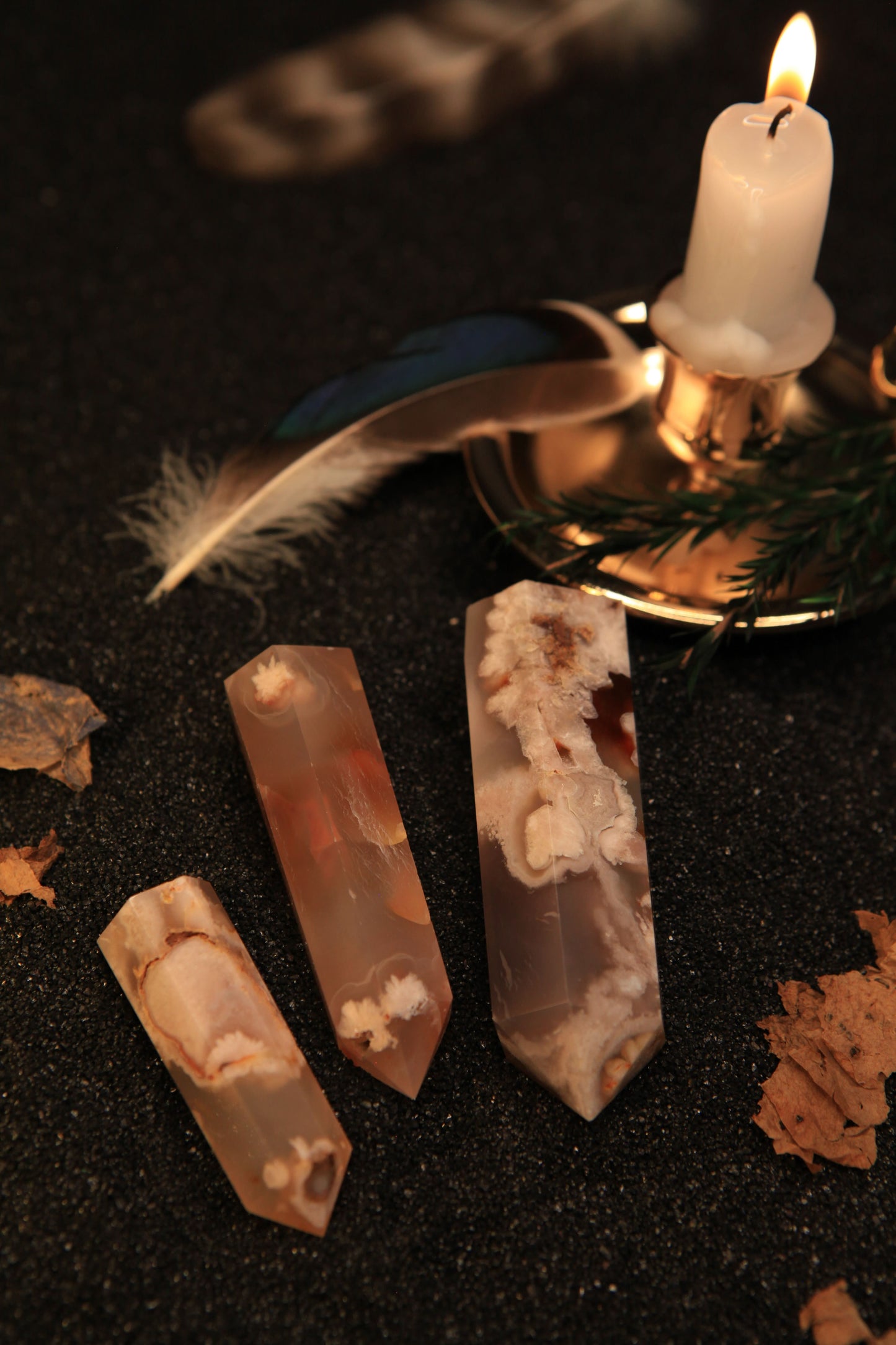 Blossoming Sakura Agate Tower for Serenity & New Beginnings