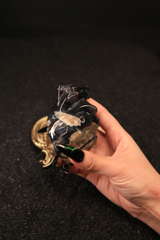 Fiery Volcanic Agate Heart for Passion & Grounded Vitality