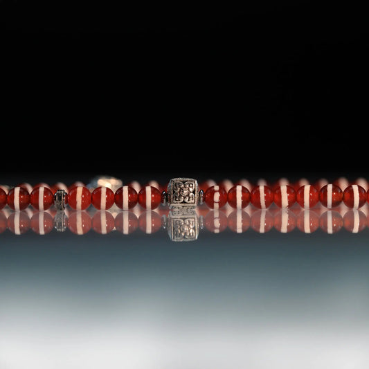 Tibetan Red Agate Acala Mantra Pendant Necklace