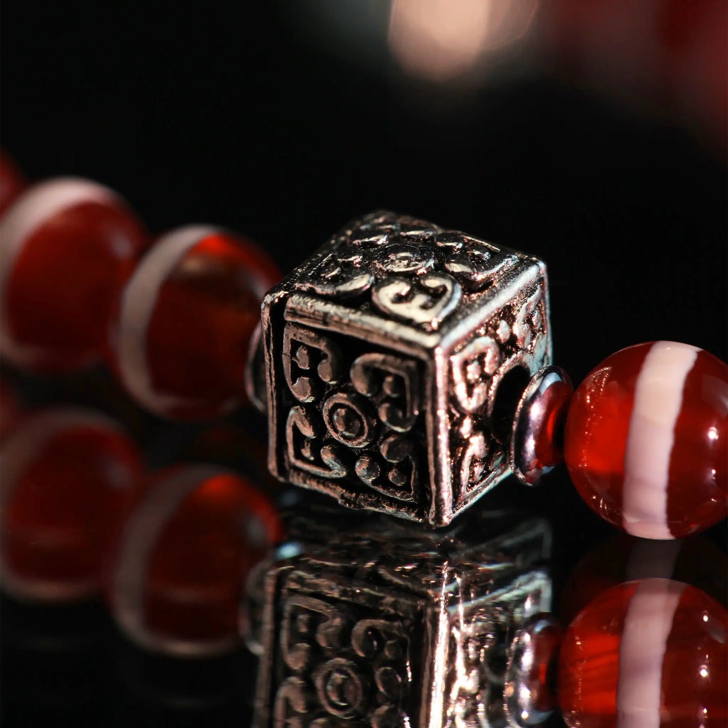 Tibetan Red Agate Acala Mantra Pendant Necklace