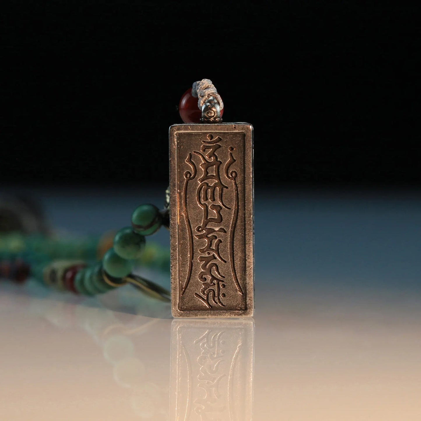 Tibetan Turquoise Acala Mantra Pendant Necklace
