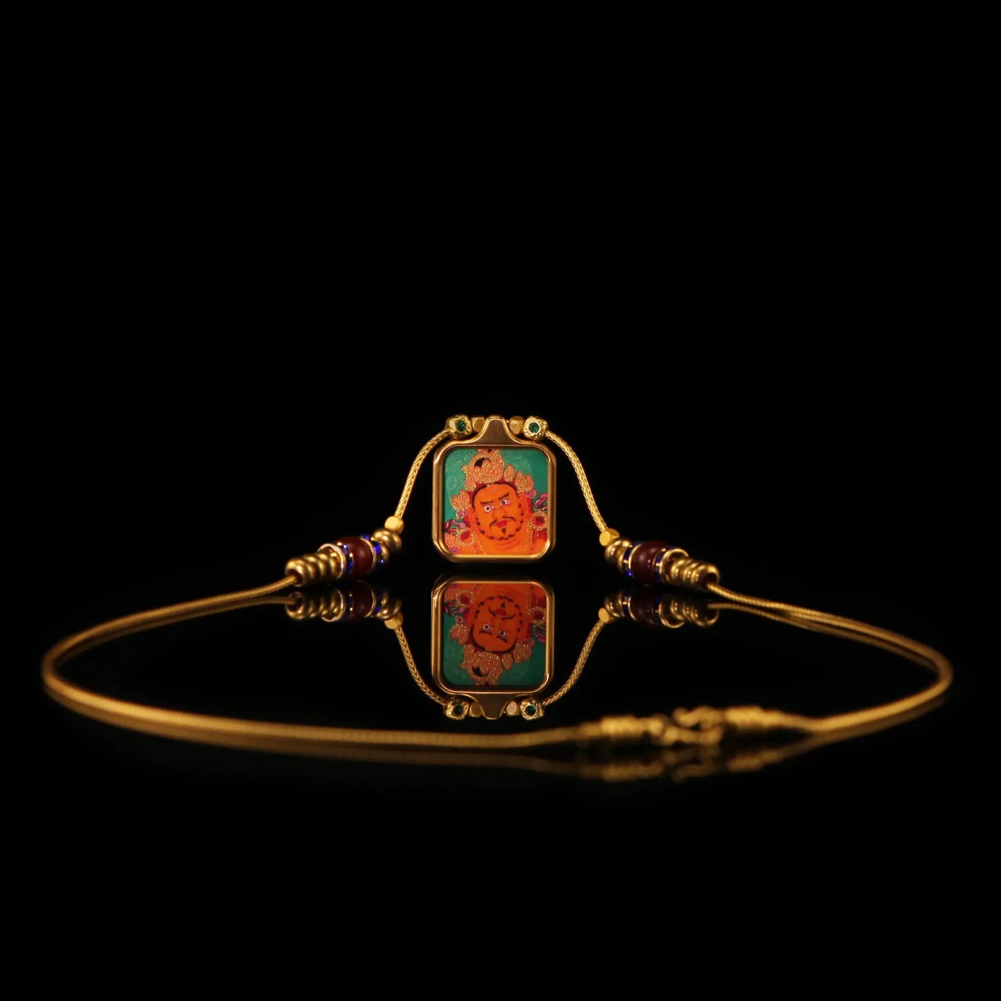 Tibetan Yellow Jum Bala Thangka Pendant