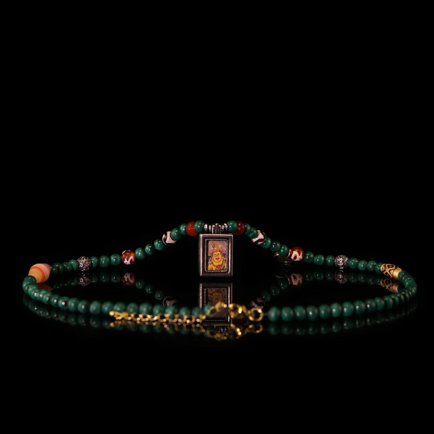Tibetan Yellow Jum Bala Thangka Pendant