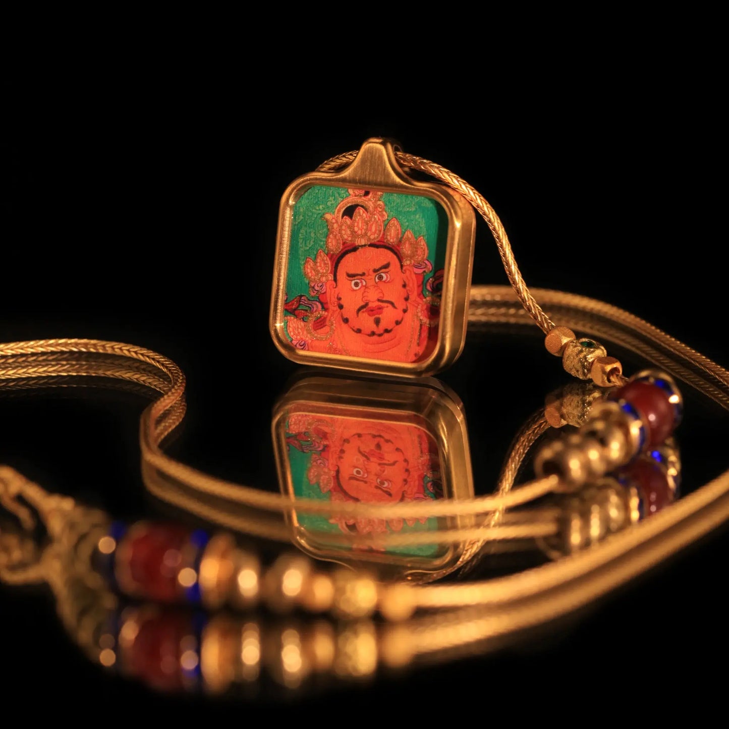 Tibetan Yellow Jum Bala Thangka Pendant