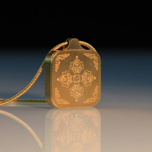 Tibetan Yellow Jum Bala Thangka Pendant