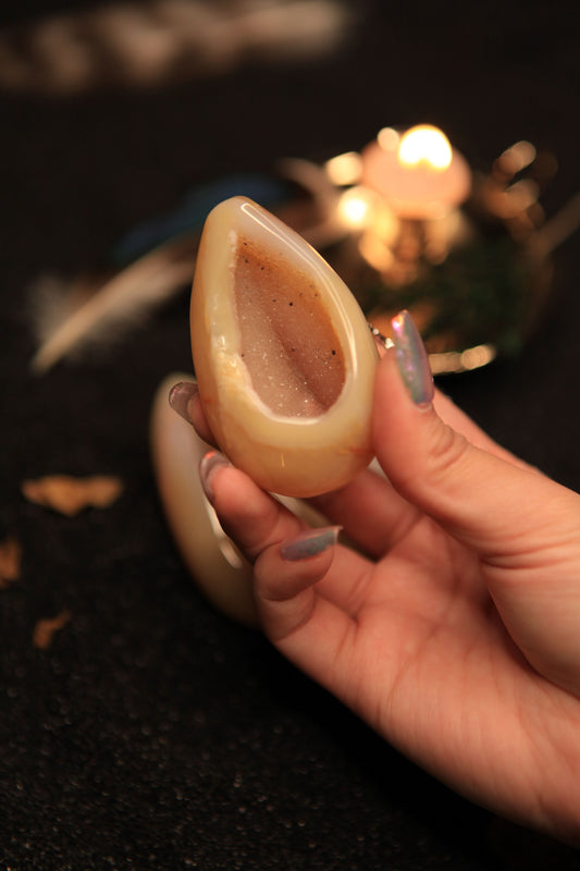 Natural Agate Geode Egg for Harmony & Inner Strength