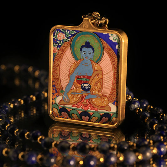 Hand-painted Bhaisajyaguru Pendant Necklace