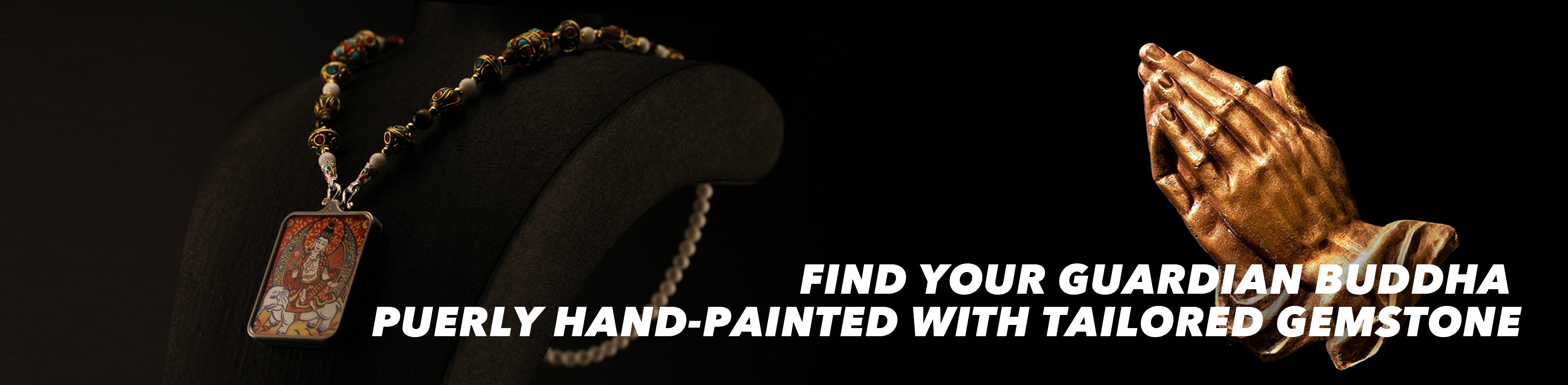 Find your Guardian Buddha, puerly Hand-painted with tailored gemstone