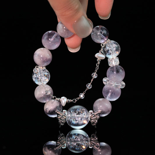 Amethyst Energy Protection Bracelet with Butterfly Charm