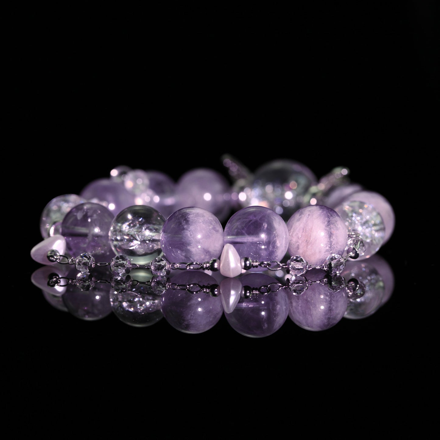 Amethyst Energy Protection Bracelet with Butterfly Charm