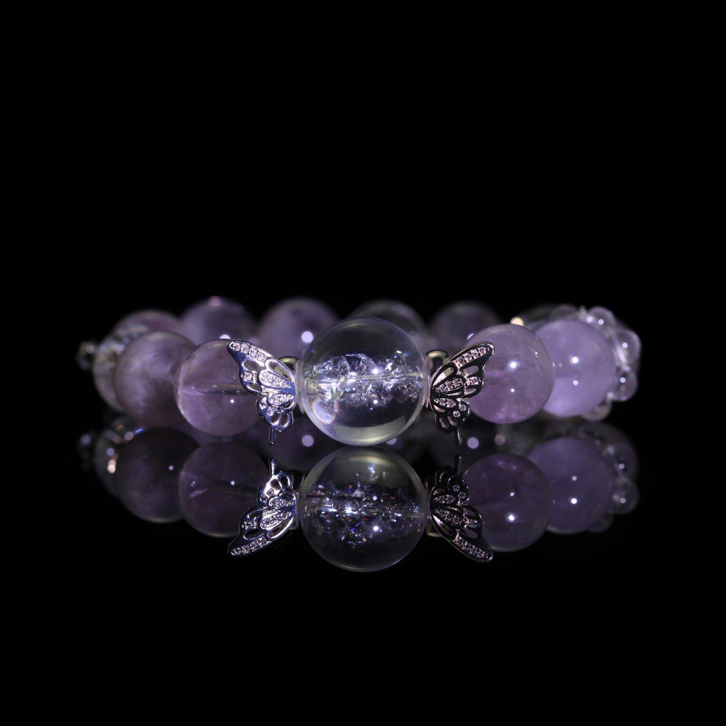 Amethyst Energy Protection Bracelet with Butterfly Charm