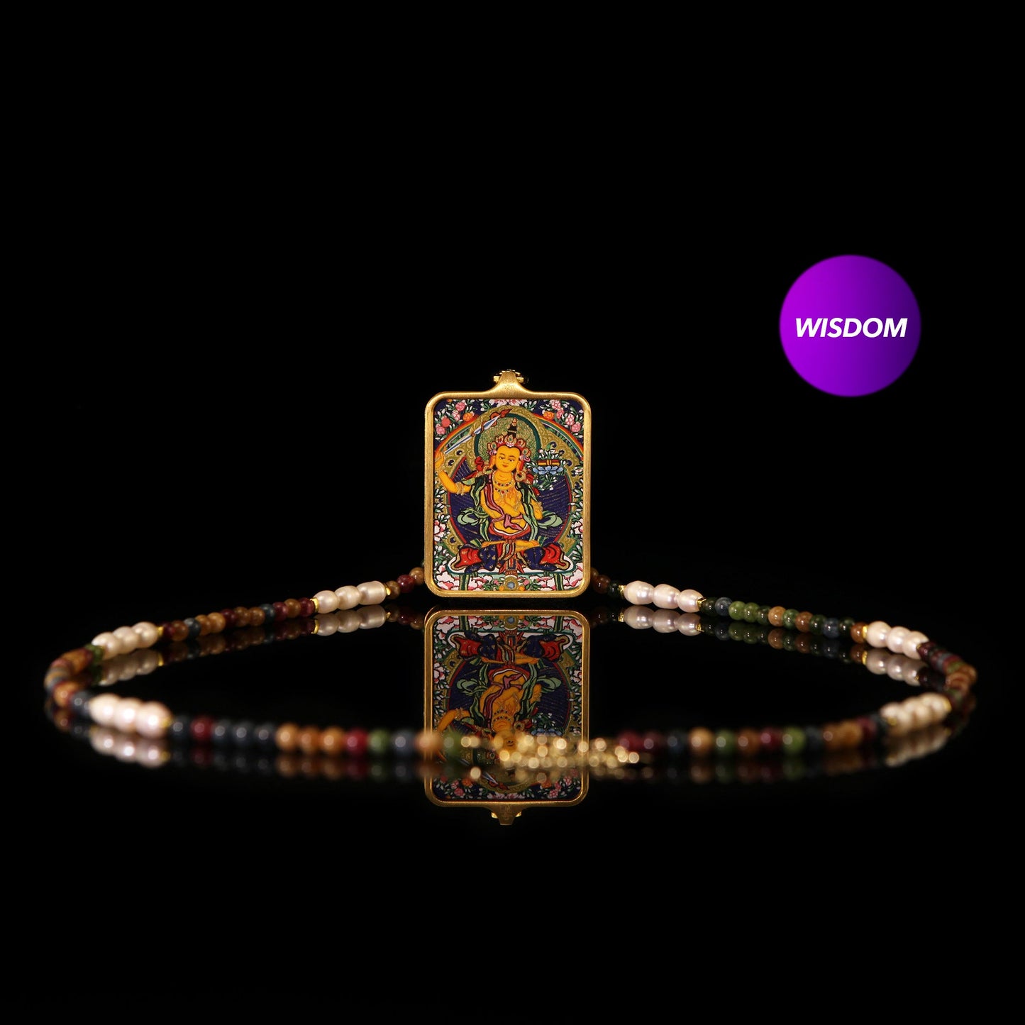 Hand-painted Manjushri Pendant Necklace