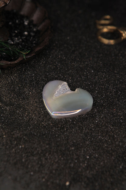 Witch’s Electroplated Crystal Agate Heart for Love & Mystical Enchantment