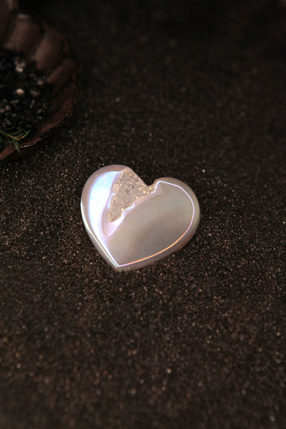 Witch’s Electroplated Crystal Agate Heart for Love & Mystical Enchantment
